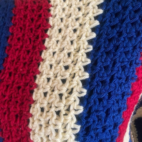 Hand Crochet Striped Multicolor Pullover Sweater Fits NEW Women’s Size S/M - Picture 8 of 9